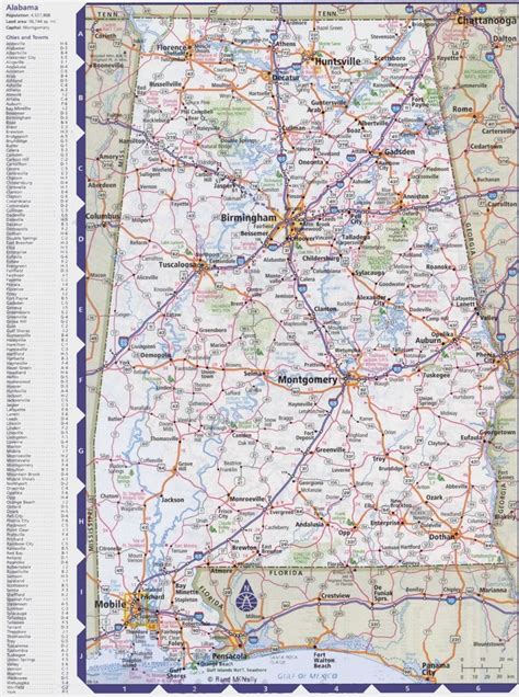 Map of Alabama with cities and towns .